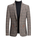 BOLUBAO Brand Men Blazer Personality Wild Men's Suit Jacket High Quality Fashion Plaid Print Slim Fit Warm Blazer Coat Male