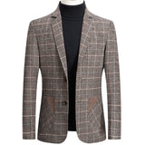 BOLUBAO Brand Men Blazer Personality Wild Men's Suit Jacket High Quality Fashion Plaid Print Slim Fit Warm Blazer Coat Male